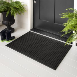Mohawk Home Outdoor Indoor Recycled Rubber Doormat, Classic Squares Black (1'6" x 2'6")