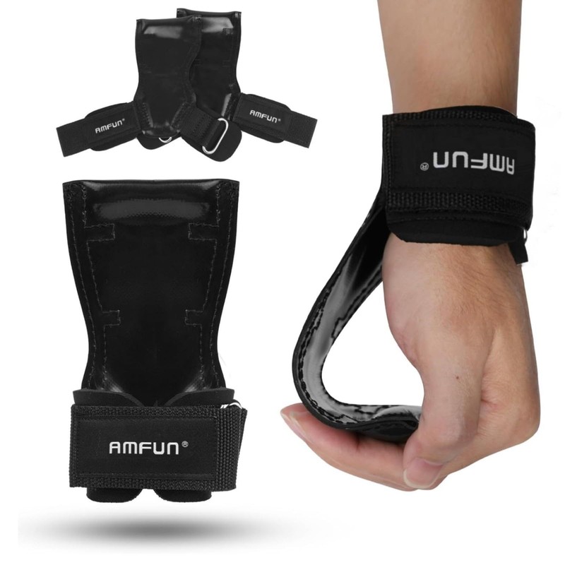 AMFUN Lifting Straps Strength Training Lifting Straps Leather Non-Slip Grip