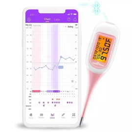 Easy@Home 여성용 스마트 기초 체온계 Premom 앱과 디지털 BBT 자동 동기화 - 대형 화면 및 백라이트 체온 Easy@Home Smart Basal Thermometer for Women Premom App and Digital BBT Auto Sync - Large Display and Backlight