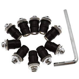 SING F LTD 10X Motor Bike Windscreen Windshield Fairing Well Nuts Bolt Silver Screw M5 Size