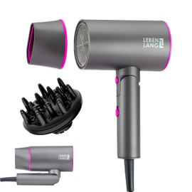 LEBENLANG Ionic Hair Dryer, 1875W - Foldable, Portable, Compact, Mini, Travel, Diffuser, Curly Hair