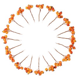 Hagao Fake Berry Artificial Fruits Plastic Foam Christmas Fake Silk Flowers Home Decorative Party Wedding (Orange) - 20 PCS