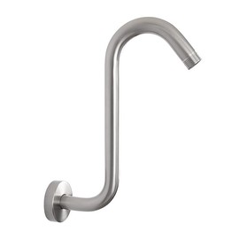 S Shaped Shower Arm Standard 1/2" Connection with Flange High Rise Shower Head Extension Pipe Shower Arm Extender Wall Mounted Bathroom Accessories Stainless Steel (Brushed)