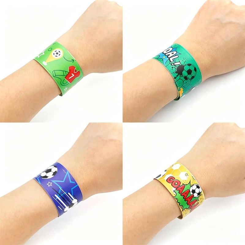 パッチンバンド 子供 子供 応援グッズ サッカー パタパタバンド 12本セット ブレスレット おもちゃ スポーツ柄