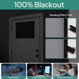 HOMEIDEAS 100% Blackout French Door Curtains, Privacy Small Door Curtains for Door Window, 26 X 20 Inch Door Shades for Front Door, Thermal Insulated Door Window Covering, (1 Panel, Light Grey)