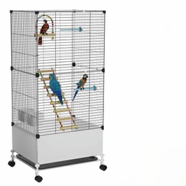 STILLCOVE Big Flight Bird Cage, Black Parakeet Cages with Rolling Stand & Wheels, Wide Birdcage for Parrots Cockatiels Conure Budgie Canary Finch Lovebird