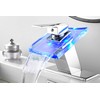 Bathroom Sink Faucet Waterfall Glass Spout LED Light 3 Colors