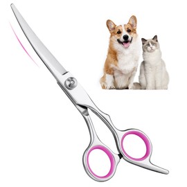 Adiwo Curved Dog Scissors, Made of Stainless Steel, Pet Dog Grooming Scissors, Paw Scissors, Rounded Scissors, Dog Pet Scissors, Dog Hair Cutting for Perfect Grooming