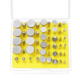 Tanstic 50Pcs Diamond Burr Set, 1/8 Inch Shank Diamond Coated Rotary Grinding Head Grinding Burrs Set, Stone Carving Set Diamond Burr Bits Diamond Carving Bits with Storage Box for Most Rotary Tool