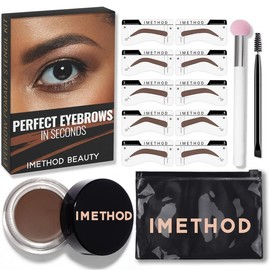 iMethod Eyebrow Stamp and Stencil Kit - Eye Brow Stamping Kit, Brow Stencil, Brow Trio Eyebrow Kit, Cosmetic - Color: 07 Reddish Brown