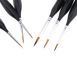 SING F LTD 6X Detail Paint Brush Set for Fine Detailing and Art Painting Painting Supplies for Watercolor Acrylic Oil Painting Black