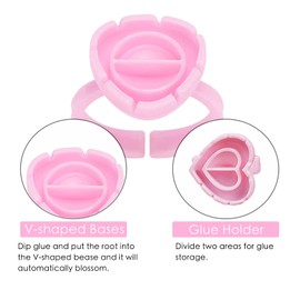 50 PCS Glue Holder Rings for Eyelash Extensions, Disposable Volume Lashes Quick Blossom Cups for Eye Makeup