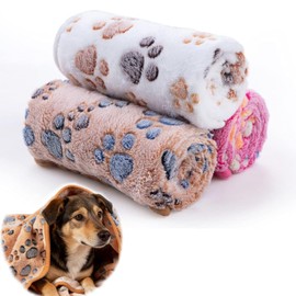 YgonziRuvc 3-Pack Washable Pet Blankets, Dog Blankets Soft Coral Velvet 60 * 40cm, Warm Cozy Pet Blankets for Cats and Dogs, Fluffy Puppy Blanket Set of 3 Colors (White, Pink, Brown)