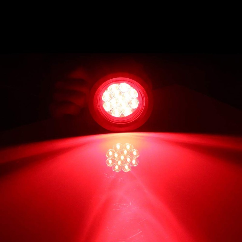 OCPTY 4pcs 2.5inch 13 Led 2Clear Light+2Amber Light Round Trailer