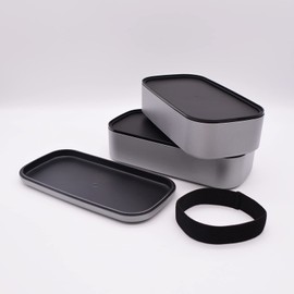 Mitani C17605 Yamanaka Lacquerware, Yamanaka Lacquerware, Bento Box, 2 Tiers, Antibacterial, Approx. 33.8 fl oz (1,000 ml), ZEIT Silver, Made in Japan