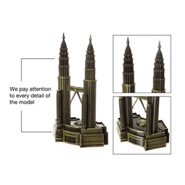 ZOVIE Petronas Twin Towers Statue Home Desk Decoration Make of Pure Copper Building Statue Scuplture for Home Decor (Twin Towers)