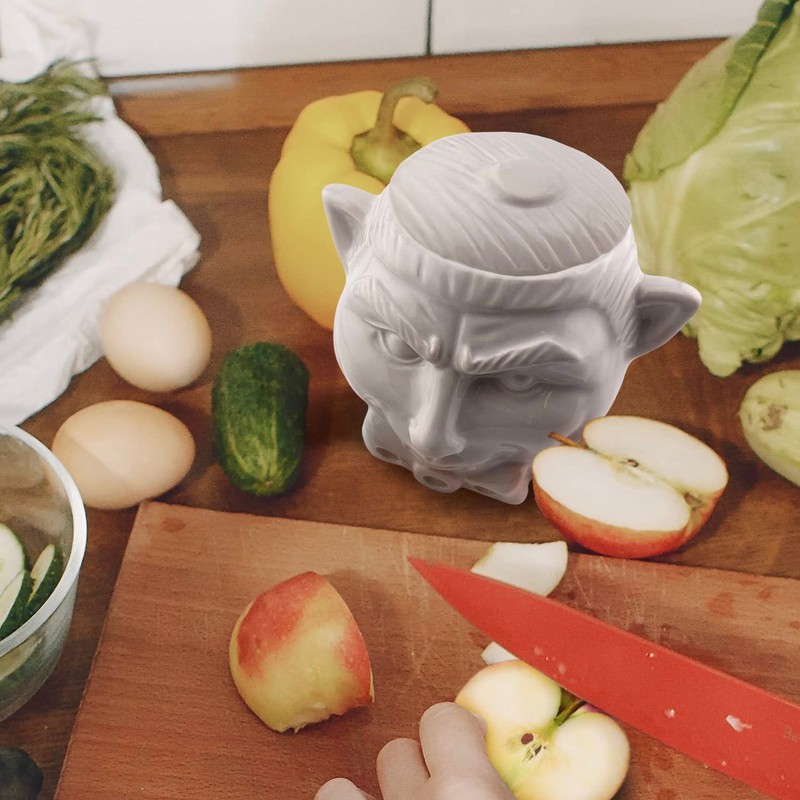 Kwirkworks Spooky Dracula Garlic Pot - Unique Ceramic Container with