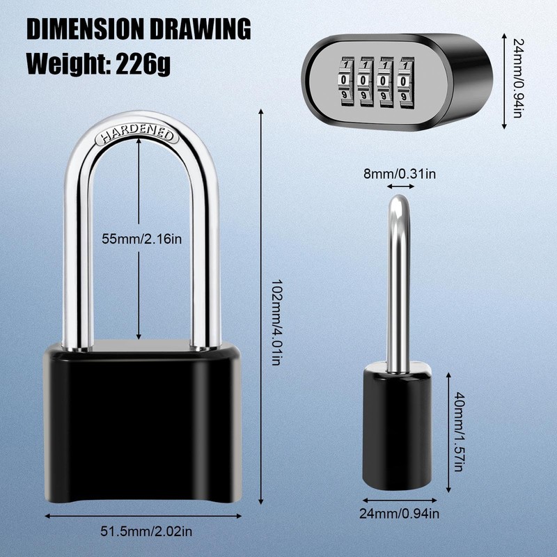 Heavy Duty Combination Padlock Weatherproof Outdoor Padlocks Long Shackle Code