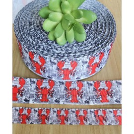 Unbranded 7/8 & 1.5"(1 YD) Red Lobster Grosgrain Ribbon Crawfish Seafood Ocean Tropical  - 1.5 Inch