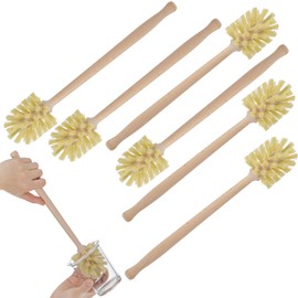 6 Pcs Bottle Brush, Natural Wood Dish Brush Scrub Brush with Long Beechwood Handle Bristles for Cleaning Bottles Mugs Jars Glasses Dishes Vases Pitchers, 13.78 x 2.6 Inches