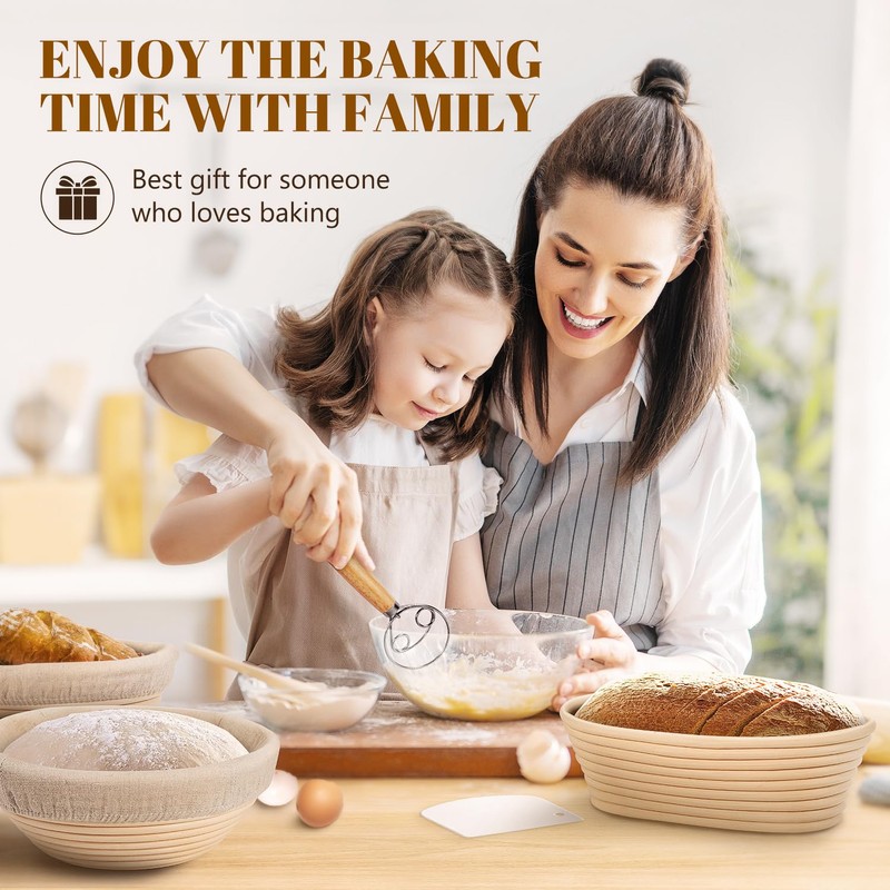 Rorecay Banneton Bread Proofing Baskets Set of 2, 10 Inch