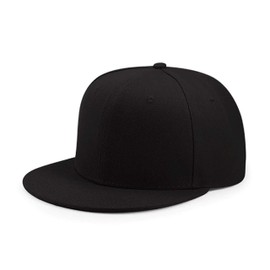 Canotagio Gorra Plana para Hombre y Mujer. Gorras Planas Ajustables Ideal para béisbol o Accesorio. Gorra para Sol con Visera Plana para Mejor protección y Holograma de Seguridad. Cap (Negro)