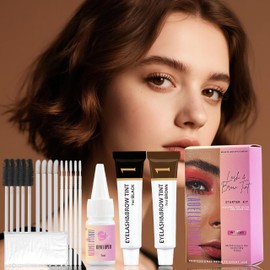 Complete Starter Eyelash & Eyebrow Tint Kit, Black and Brown Tint Colour included, 2 in 1 Lash & Brow Color Kit Lash Kit with Tools Long Lasting Effect Up to 6 weeks, Natural,Safe & Easy to use.