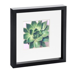 Nicola Spring 10" x 10" Black 3D Box Photo Frame - 6" x 6" Mount - White