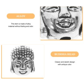 Healifty Pack of 20 Buddha Head Ornament Silver Spacer Beads for Jewellery Making Alloy DIY Bracelet Necklace Beads