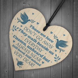 RED OCEAN Wooden Heart Plaque Sign Bereavement Memorial Remembrance Poem Mum Dad Gift