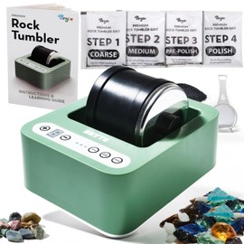 BRYTE Rock Tumbler & Tumbling Machine - Medium Mint Green, 3-Speed, Ages 8+ - Direct-Drive, 9-Day Timer & Cooling Quiet Motor - Indoor Quiet Polisher & Sea Glass Kit - Rock Tumblers for Adults & Kids