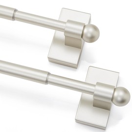 Deconovo Adjustable No‑Drill Curtain Rods 2 Pack, 9-16 Inch, Powerful Magnetic Hold for Metal Doors Windows, Rental‑Friendly Stainless Steel, Easy Install for Apartments, Nursery, Offic