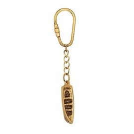 NKlaus Brass Boat Keyring - 11 x 1.4 cm Classic Nautical Decoration in Retro Style 16022, multicoloured