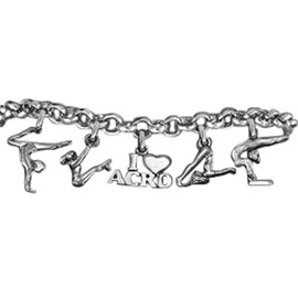 Gymnastics, ACRO, 5 Charm Adjustable Bracelet. It Will Fit Everyone. What A Wonderful Gift For Yourself, Or Someone Special, Gift Ready, Comes In A Black Velvet Bag