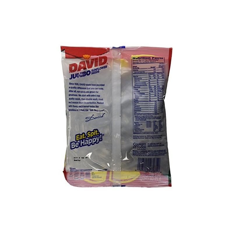 David Sunflower Jumbo Seeds Reduced Sodium 5.25 Ounce (Pack of