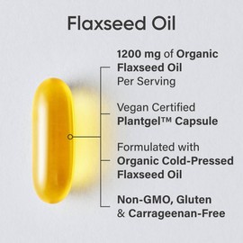 Sports Research Vegan Flaxseed Oil (1200mg) Herbal Supplement with Plant-Based ALA Omega 3 - Vegan Certified & Non-GMO Verified - Gluten, Soy & Carrageenan Free (180 Veggie Softgels)