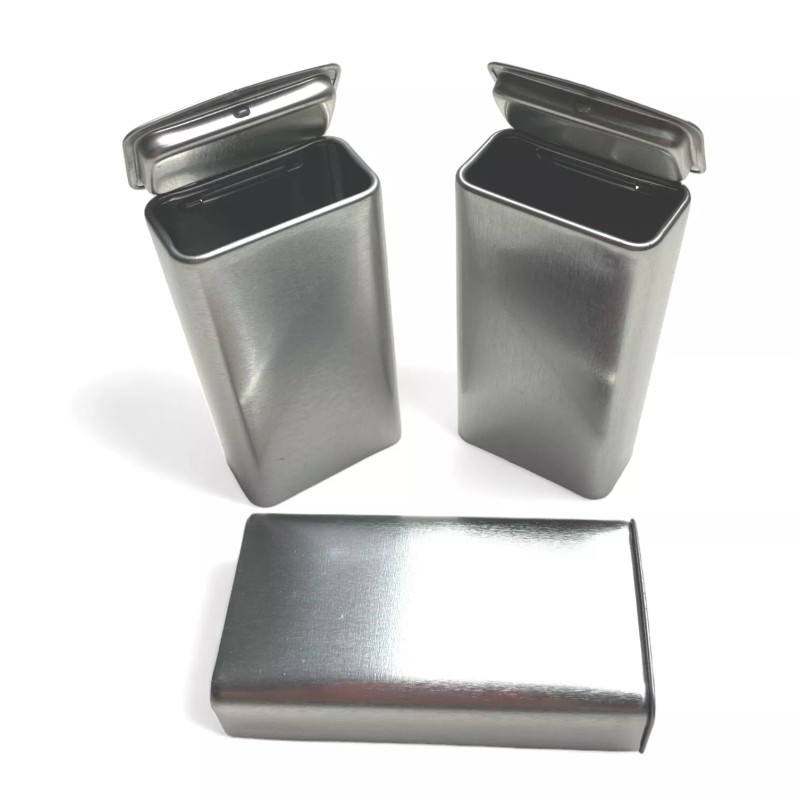 MagnaKoys® MagnaKoys Rectangular Silver Metal Hinged Lid Tin Containers (7