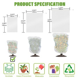 SATXTREM Garden Mesh Netting with Drawstring-Plants Cover Protection from Anti Birds,Bugs,Cicadas,and Insects-Pest Barrier Bag for Blueberry Bushes,Citrus,Tomatoes,Vegetables,Fruit Tree and Orange