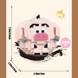 Nezha Ao Bing Series Mini Blocks Toy,Cute Anime Figures Toys Desk Accessories,for Kids, Ages 6+ - Collectible Movie Cartoon Character Gift Idea (Flying pig264pcs)