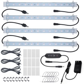 Litever Grow Light Strip Kit 36W with Timer, 4 pcs 16 Inches LED Grow Light Strips with Extension Cables, Mounting Accessories for Greenhouse, Grow Shelf. Perfect for Indoor Growing-(4-Strip-Kit)