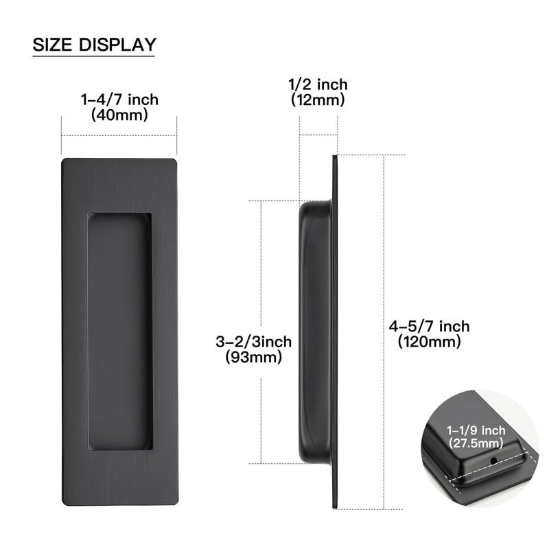 Ravinte 8 Pack Black Sliding Closet Door Handles Black Flush