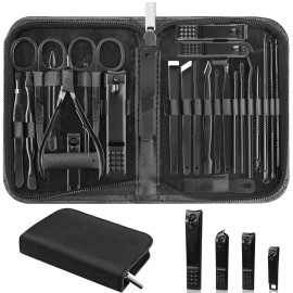 Brand: LUCK AROUND Nail Clippers Set, 26 Piece Manicure Set & Pedicure Kit, Stainless Black