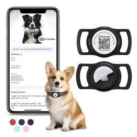 PawView for AirTag Dog Collar Holder, Smart QR Code Holder for Cats and Dogs, for AirTag Protective Cases - Scan Alert, Instant Location, Pet Online Profile, Contacts Info (1 Pack, Black)
