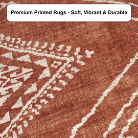 ReaLife Rugs Machine Washable Area Rug - Living Room Bedroom Bathroom Kitchen Entryway Office - Padded Crease Free Stain Resistant Premium - Moroccan Tribal Diamond - Jax- Orange - 2'x 3'