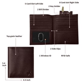 Juzar Tapal Collection Euro Wallet Rfid Blocking Leather Slim Wallet For Men Hipster Wallet Card Holder Id Card Wallet (Brown J5330)