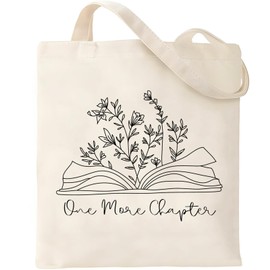 Haukea Aesthetic Book Canvas Tote Bag for Women Cute Graphic Tote Bags with Zipper Pockets Gifts for Readers Book Lovers Library Bag Bookish Gifts