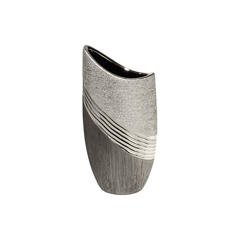 Modern Decorative Vase / Flower Vase, Ceramic, Silver / Grey,