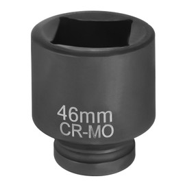 HARFINGTON 4 Point Square Socket 1" Drive 46mm Metric Square Impact Socket CR-MO Blackening Standard Wheel Sleeve Pneumatic Sleeve Tool for Auto Repair Mechanical Maintenance Home Use
