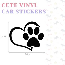 SHMZK Pet Dog Paw Print Car Decal, 4.6"×3.7" Love Heart Dog Paw Car Sticker, Waterproof Cute Pet Puppy Paw Print Decal for Auto Window Bumper Laptops, Car Decorative Sticker Accessories (Black)