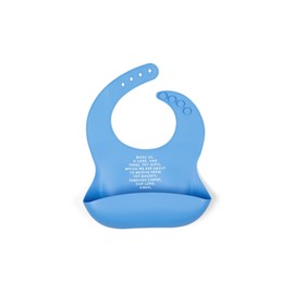 Be A Heart Silicone Bibs for Babies & Toddlers, Meal Blessing Prayer Bib, Baby Baptism Gift (Cornflower)